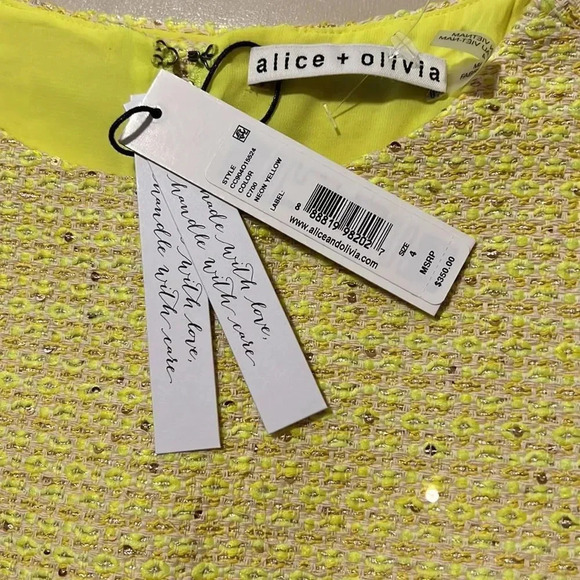 Alice + Olivia sequin neon tweed mini dress 4 NWT - Picture 13 of 16